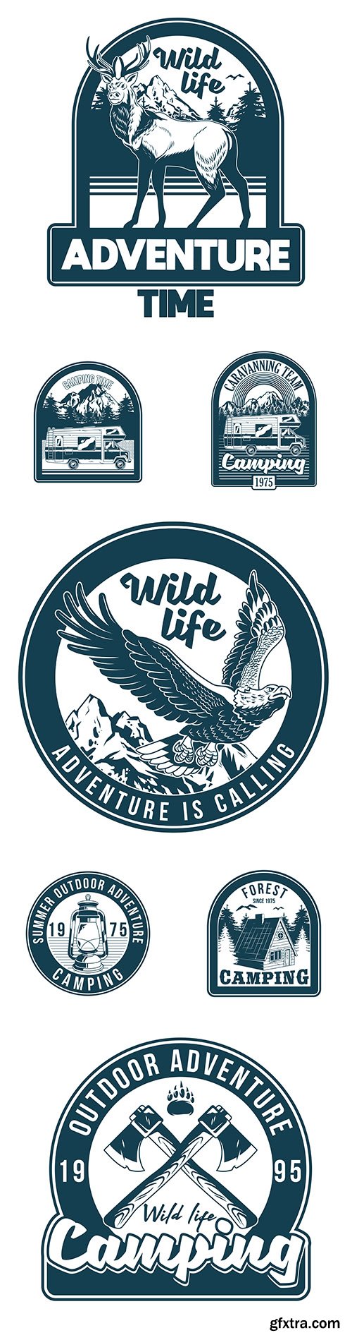 Travel and summer camping vintage logo design clothing print
