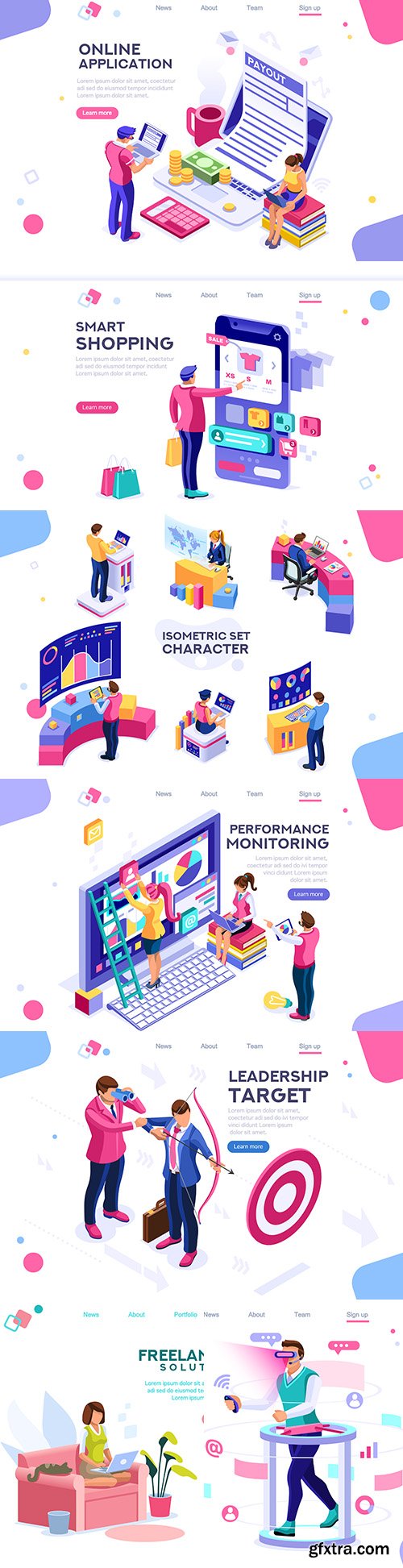 Internet products and isometric desktop concept
