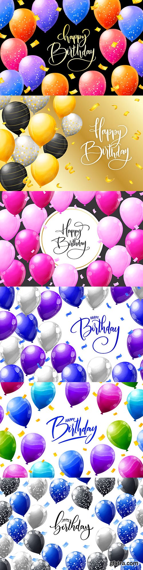 Happy birthday holiday invitation realistic balloons 7
