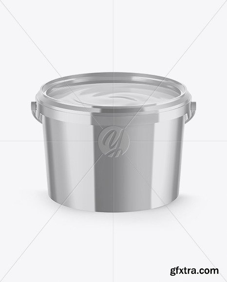 Opened Metallic Paint Bucket Mockup 56469