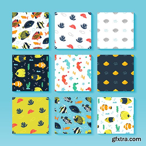 Sea Seamless Pattern with Fish - Underwater Marine Collection