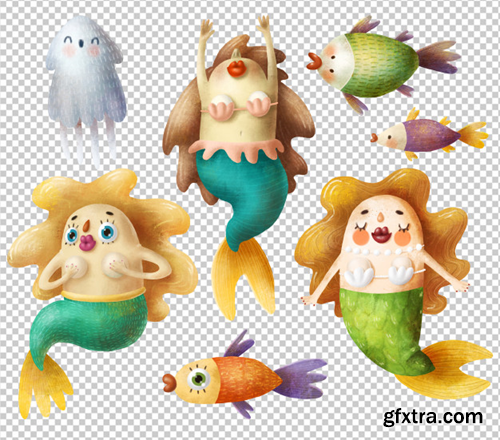 cartoon-mermaids-fishes-set_147671-61 cartoon-mermaids-fishes-set_147671-61