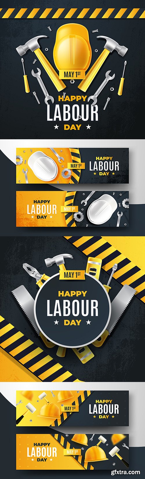 Happy Labor Day design banter realistic illustrations
