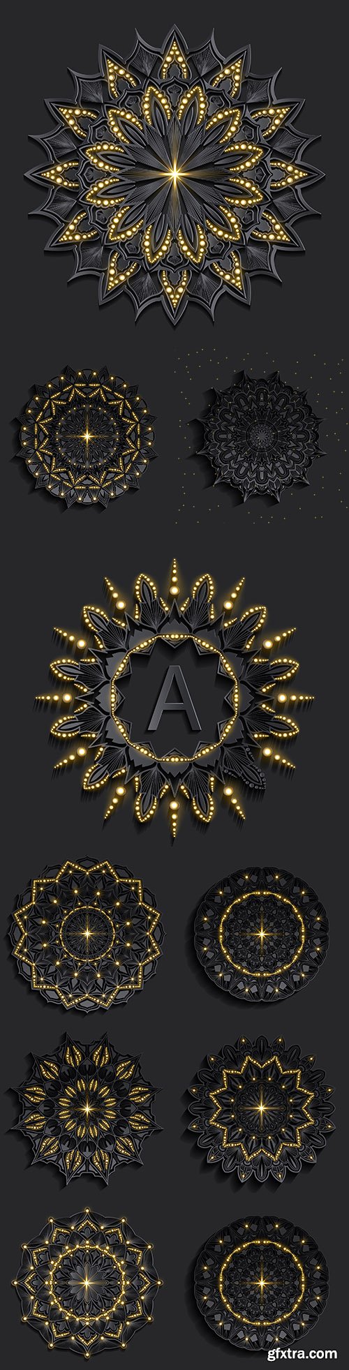 Mandala pattern effect of dark Damascus gold design
