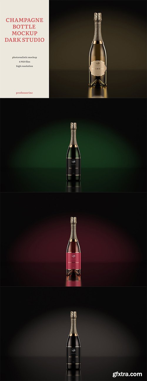 Champagne Bottle Mockup - Dark Studio Champagne Bottle Mockup - Dark Studio