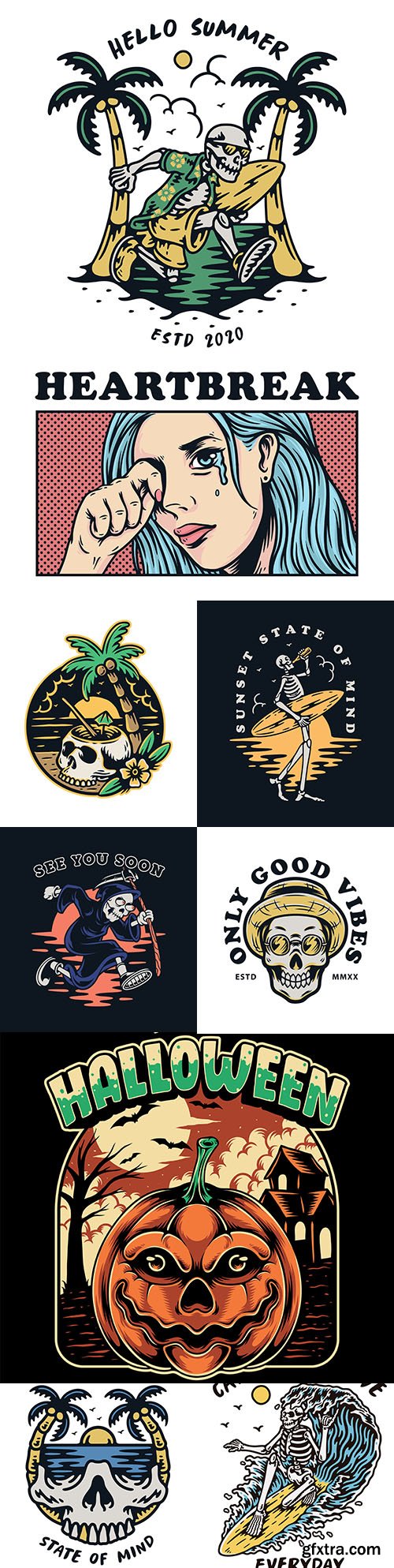 Skull premium illustration vintage design emblems 
