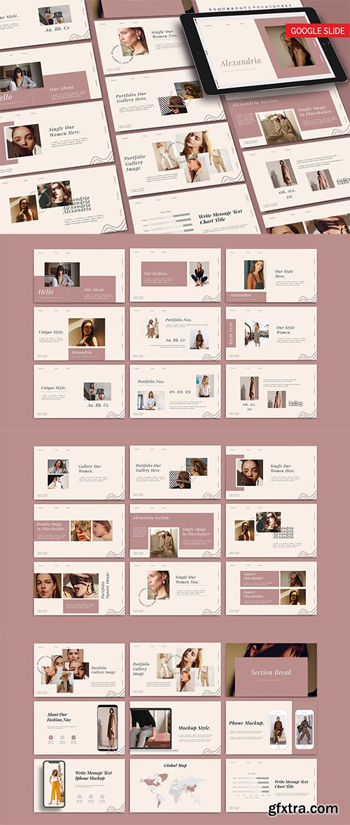 ALEXANDRIA - Fashion Powerpoint, Keynote and Google Slide Template