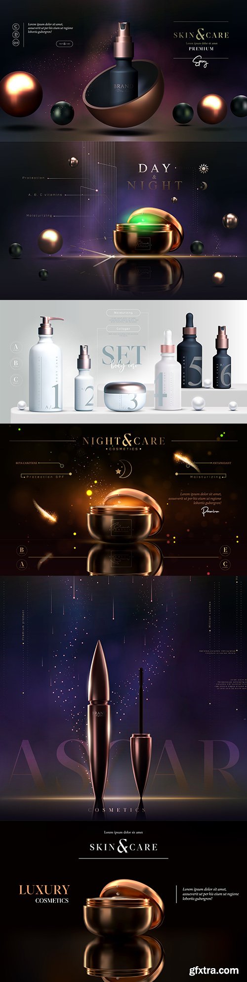 Stylish gold cosmetic flyer template for advertising
