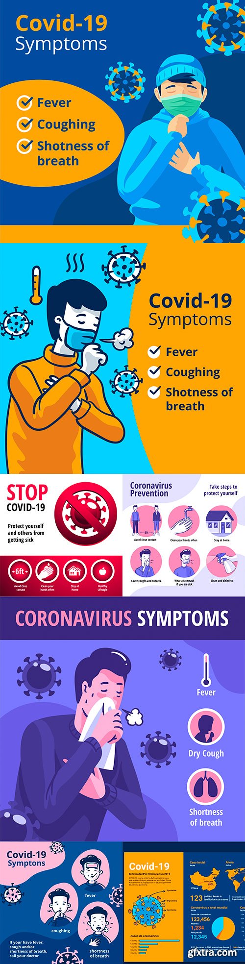 Coronavirus symptoms and illustration prevention tips
