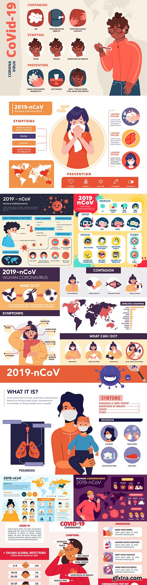 Coronavirus 2019 symptoms and prevention design infographics 2

