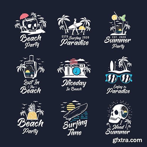 Set of Vintage Summer Badges Labels Logo