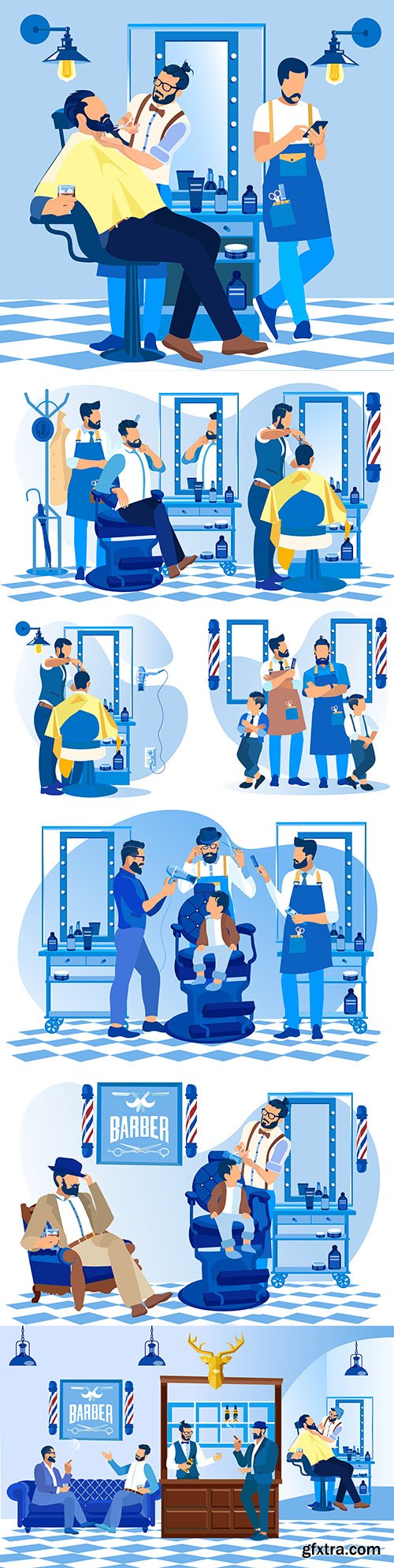 Professional customer haircut at hairdresser fashion salon
