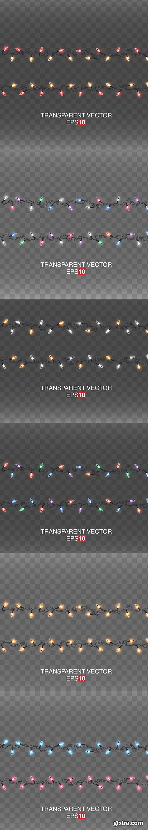 Set of Garlands Light Transparent Background