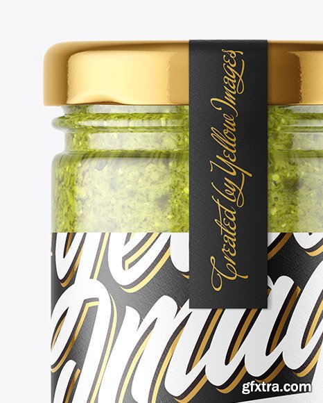 Clear Glass Jar with Pesto Sauce Mockup 56613