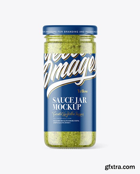 Clear Glass Jar with Pesto Sauce Mockup 56613