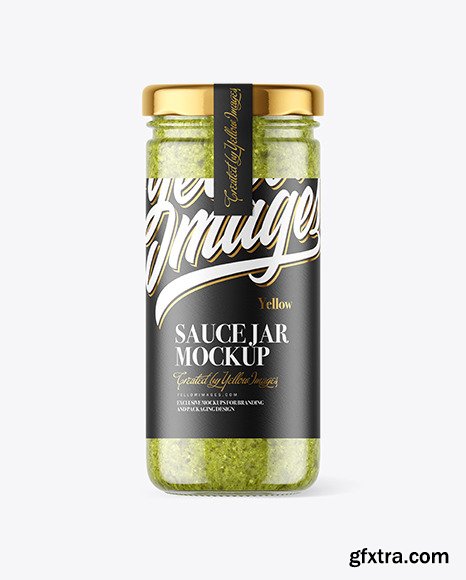 Clear Glass Jar with Pesto Sauce Mockup 56613