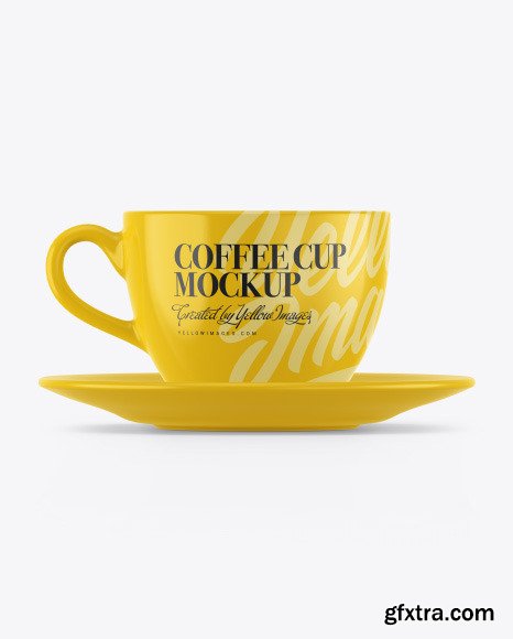 Glossy Coffee Cup w/ Plate Mockup 56629
