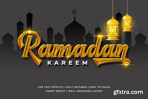Golden Ramadan 3d Text Effect Mockup 3708111