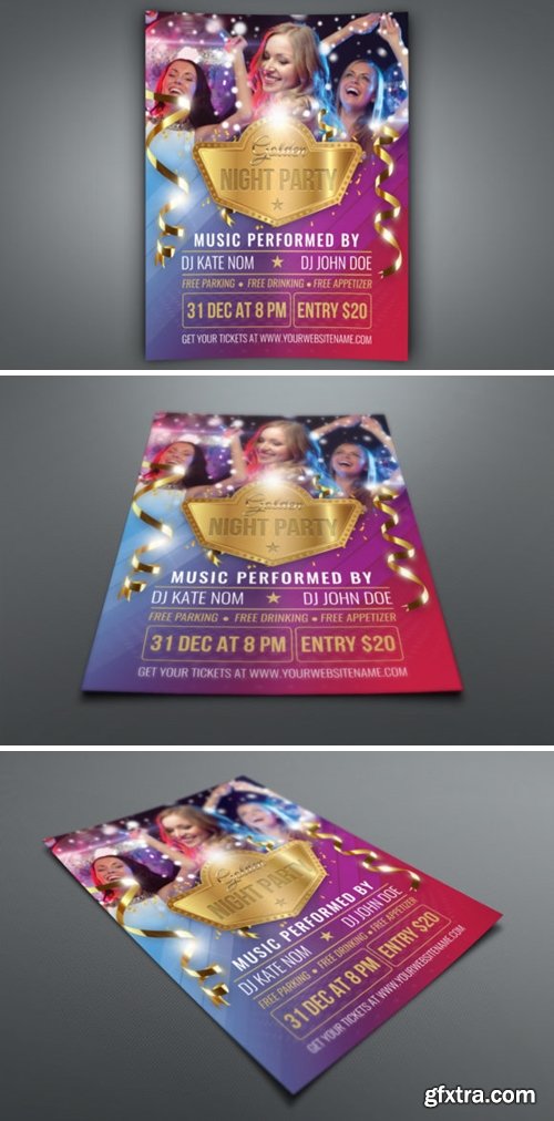 Golden Party Flyer Template 3708764
