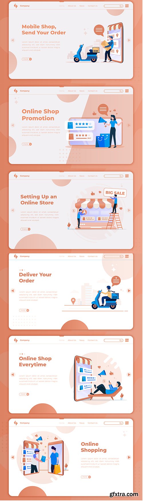 Flat Illustration Online Shopping Everytime Landing Page