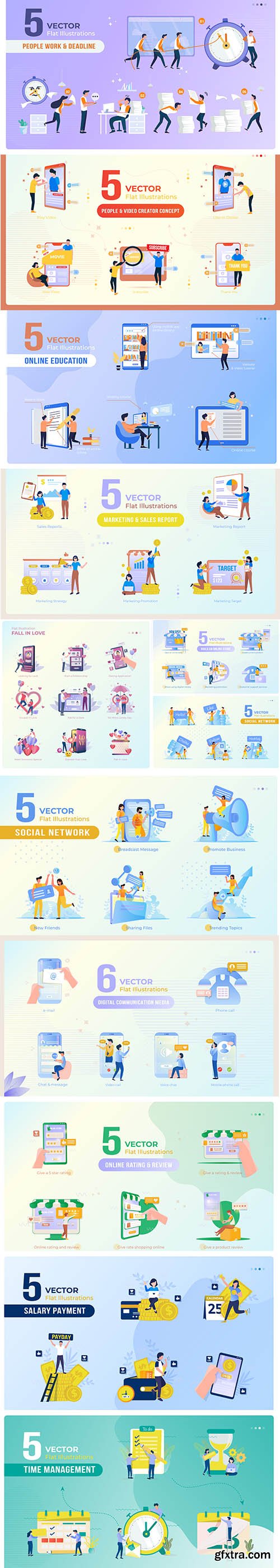 Collection of Flat Design People Various Concept