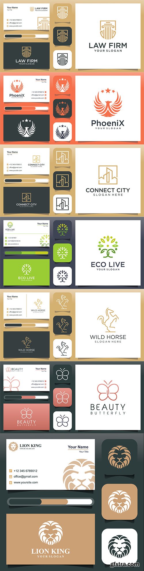 Business card and line logo design template

