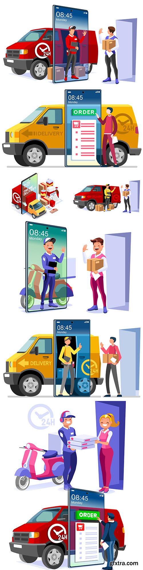 Courier delivery to home illustration 3d isometric
