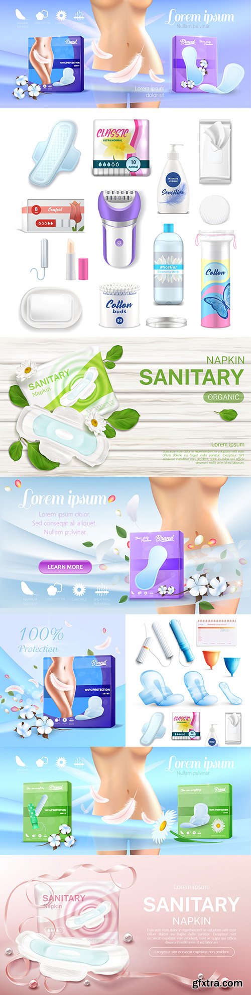 Advertising banner for sanitary women 's towels
