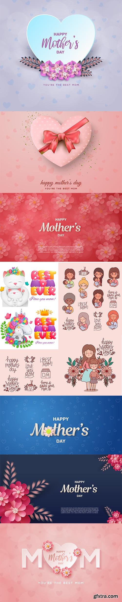 Happy Mother Day Illustration Set 11xEPS