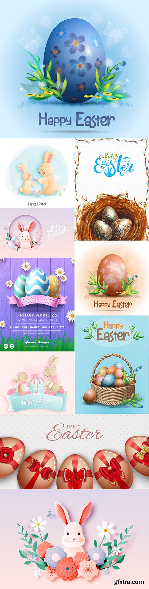 Happy Easter decorative egg design bants and ribbon
