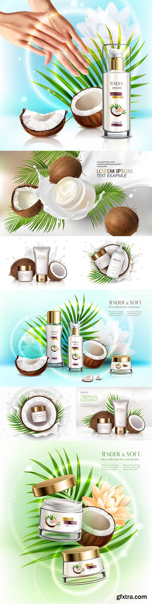 Natural coconut cosmetics for skin care with dispenser
