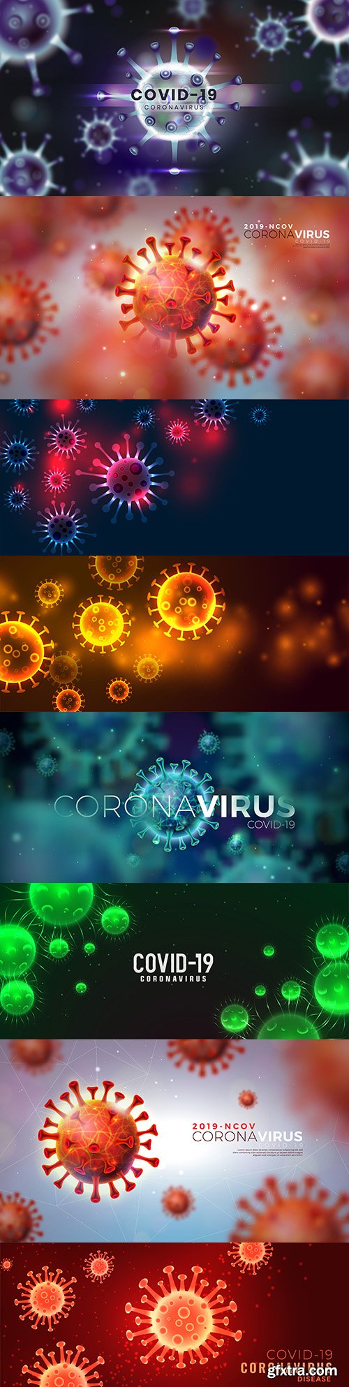 Covid-19 coronavirus flash design with virus cell background

