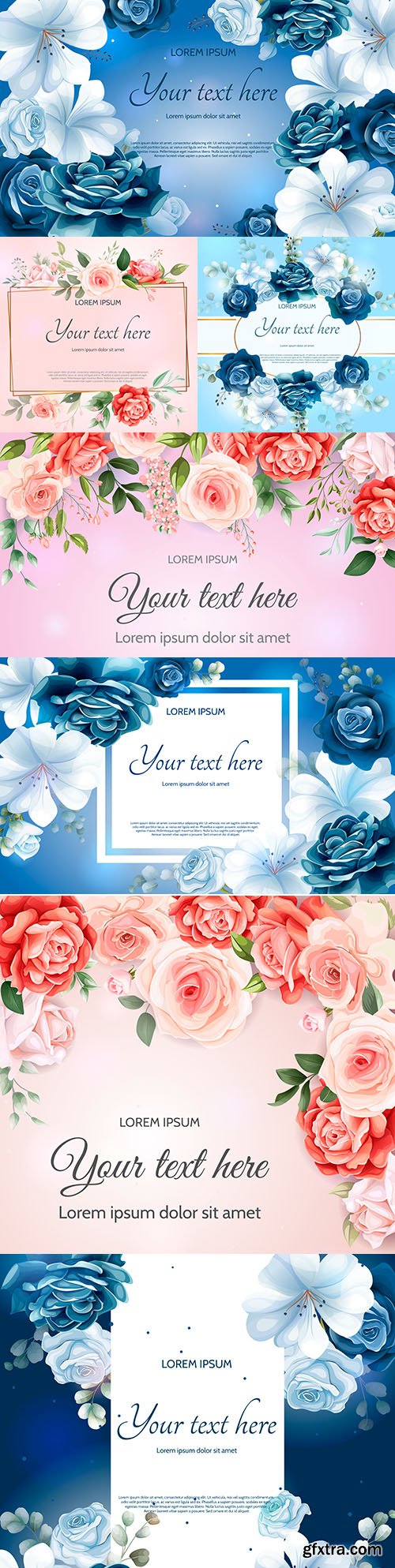 Beautiful spring floral paper template for design

