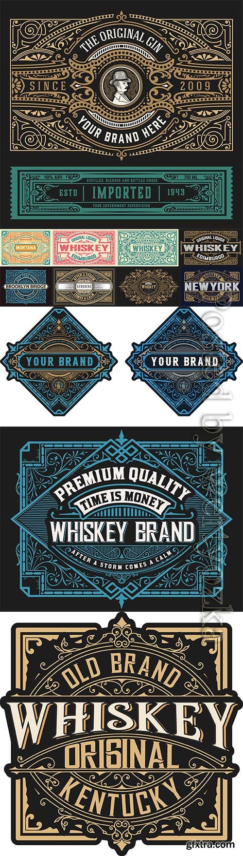 Vintage vector label for packing with floral ornaments