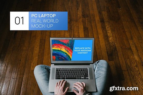 Person using PC Laptop Real World Mock-up Person using PC Laptop Real World Mock-up