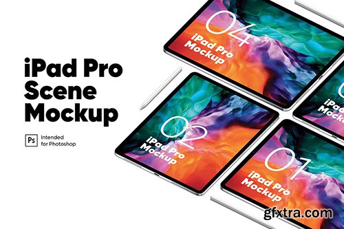 iPad Pro Isometric Scene Mockup