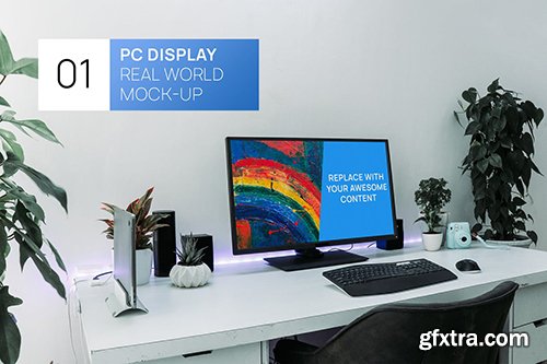 PC Display on Desk Real World Photo Mock-up PC Display on Desk Real World Photo Mock-up