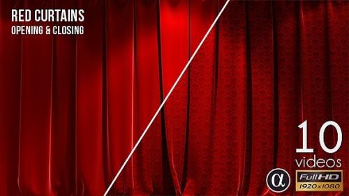 Videohive - 3D Realistic Red Curtains Opening & Closing - 10 Pack