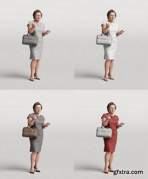 Aged Woman Standing and Talking 3D model