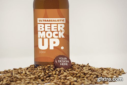 Label & Cap Malt Beer Mockup Label & Cap Malt Beer Mockup