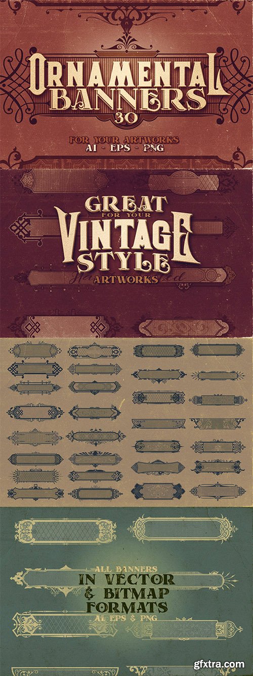 30 Vintage Ornamental Banners