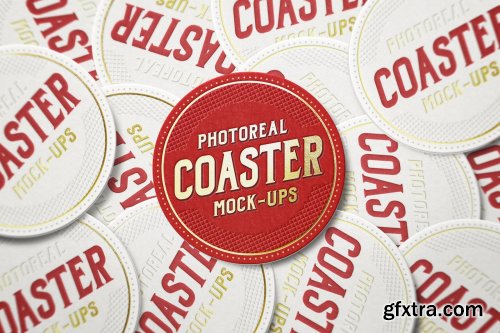 CreativeMarket - Photoreal Coaster Mockup Bundle Logo 2444640