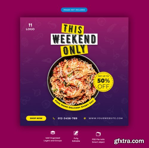 Food menu and restaurant social media banner template vol.2