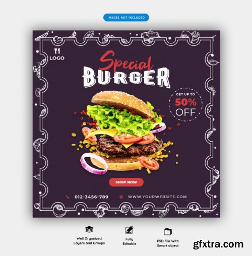 Food menu and restaurant social media banner template vol.2