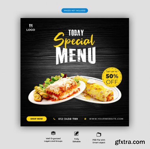 Food menu and restaurant social media banner template vol.2