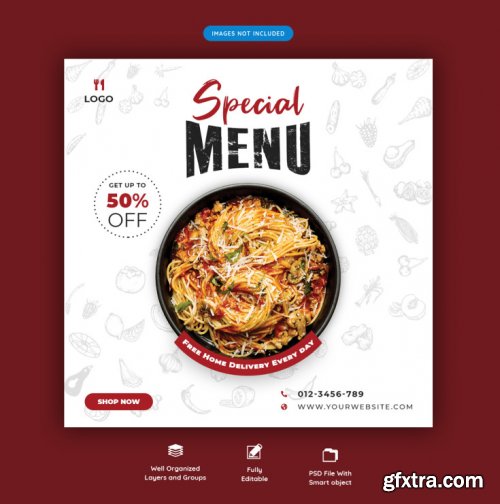 Food menu and restaurant social media banner template vol.4