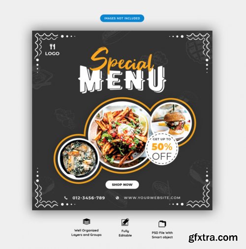 Food menu and restaurant social media banner template vol.4
