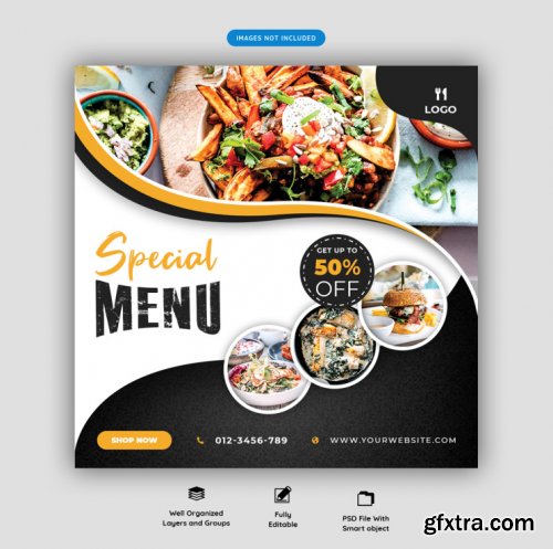 Food menu and restaurant social media banner template vol.4
