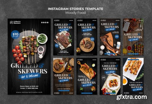 Grilled skewers restaurant instagram stories template 