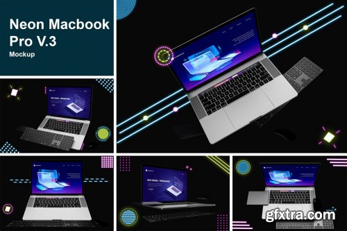 CreativeMarket - Neon Macbook Pro Mockup V.3 4591413